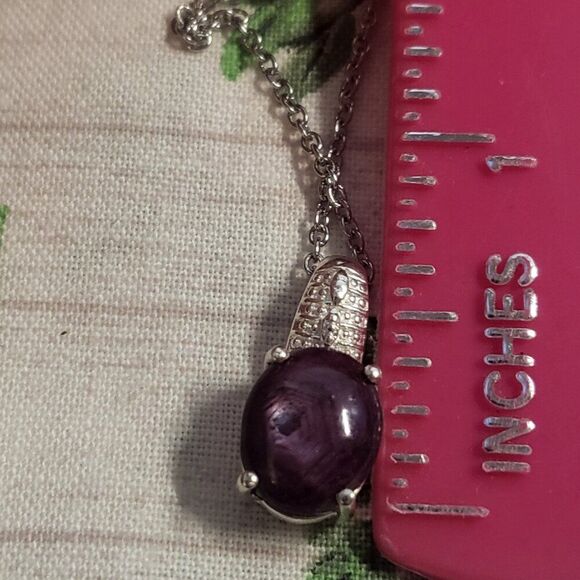 Indian Ruby Cabochon Sterling Silver Pendant Necklace - Picture 7 of 7